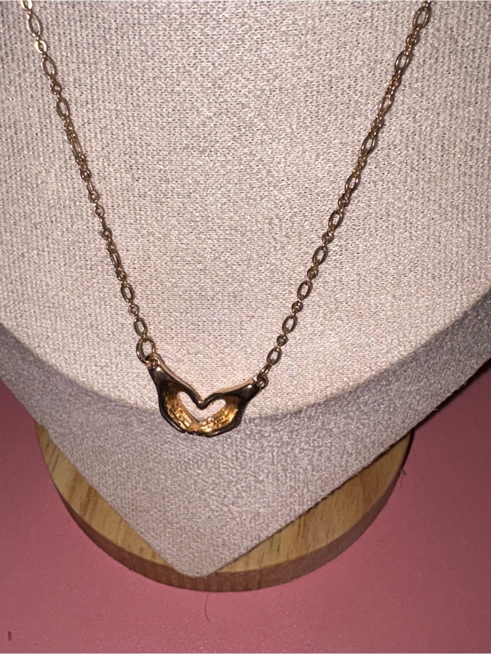 Gold Heart Hand Pendant Necklace - Women Jewelry